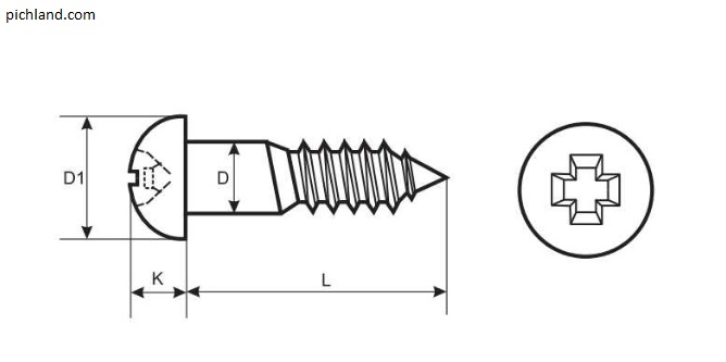  پیچ چوبی کله قارچی چهارسو